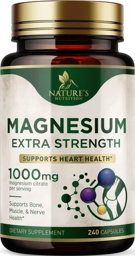 Vista 12 de Citrato de magnesio 1000 mg por porción – Magnesio extra fuerte para huesos, músculos, nervios y apoyo a la salud del corazón, suplemento