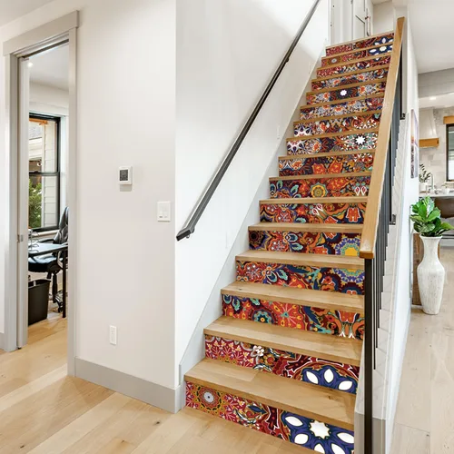 Vista 9 de funlife 7 calcomanías autoadhesivas de papel de contacto para escaleras, calcomanías autoadhesivas para escalones, decoración de oficina en casa