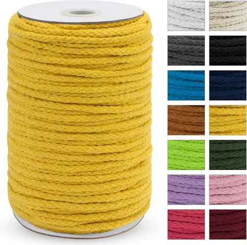 Vista 18 de JeogYong Cuerda trenzada de macramé de 0.197 in x 295 pies, cuerda de algodón trenzada natural de 8 hebras, cuerda de macramé de colores para colgar