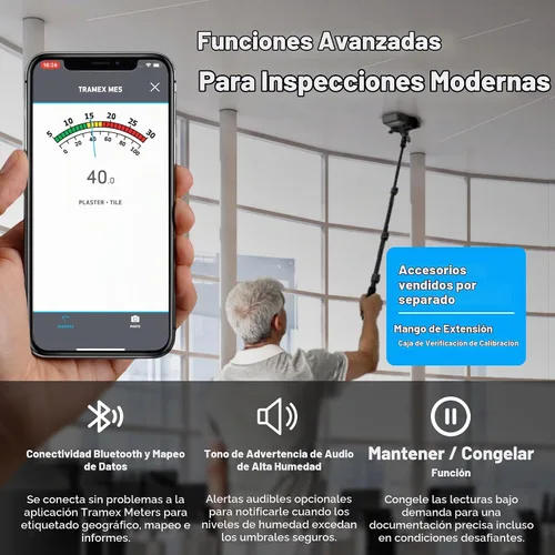 Vista 5 de Tramex Moisture Encounter ME5 Medidor sin clavijas para medir el contenido de humedad en madera, paneles de yeso y materiales de construcción