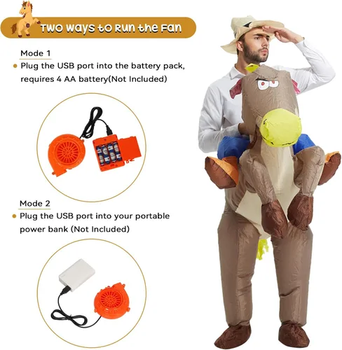 Vista 3 de TOLOCO Disfraz inflable de dinosaurio - Disfraz inflable de Halloween
