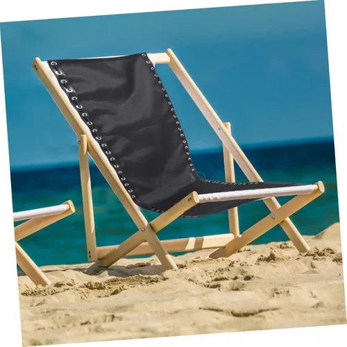 Vista 9 de GANAZONO Tela de repuesto para silla de playa, tela de lona negra, reemplazo para tumbona, patio, silla de reparación, silla de salón al aire libre