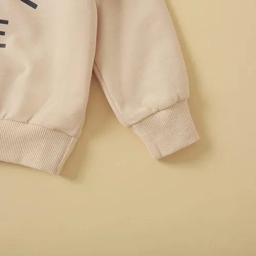 Vista 4 de wdehow Conjunto de 2 piezas para bebé niño pequeño, sudadera con estampado de letras + pantalones con cordón para otoño e invierno