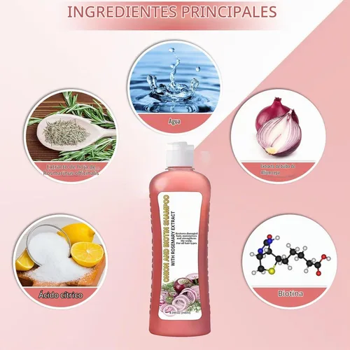 Vista 4 de Champú de cebolla y romero, champú de cebolla, sin sulfato, 8.4 fl oz