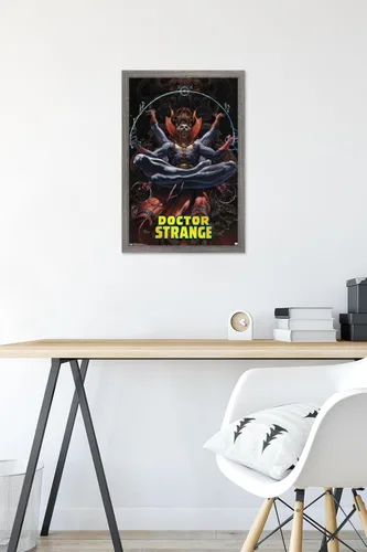 Vista 6 de Trends International Marvel Comics Doctor Strange - Póster de pared meditando, 14.725 x 22.375 pulgadas, versión enmarcada de madera de granero
