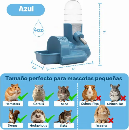 Vista 6 de VANNON Botella de agua para hámster 3 en 1 sin goteo, botella de agua para animales pequeños, dispensador automático de botellas con base