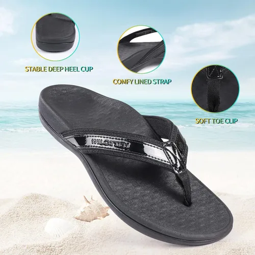 Vista 3 de WILOTTEN Sandalias con soporte de arco para mujer, sandalias ortopédicas para pies planos, sandalias de apoyo para mujeres y hombres