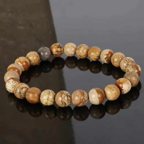 Vista 3 de Gemhub - Pulsera elástica de ágata y carnalina, 0.315in, cuentas redondas, semipreciosas, 7.0in, joyería de moda