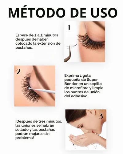 Vista 5 de Super Bonder para extensión de pestañas con mayor retención, pegamento para pestañas, acelerador de adhesivo para pestañas, sellador