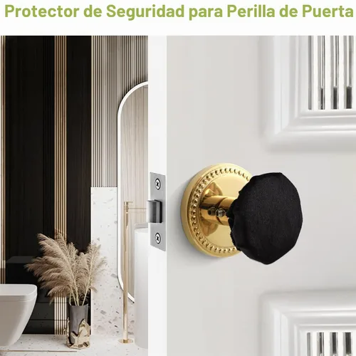 Vista 6 de Fundas para Manijas de Puerta, 2 Piezas Fundas Decorativas Redondas Negras para Perillas de Puerta, Guante Suave para Manija de Puerta