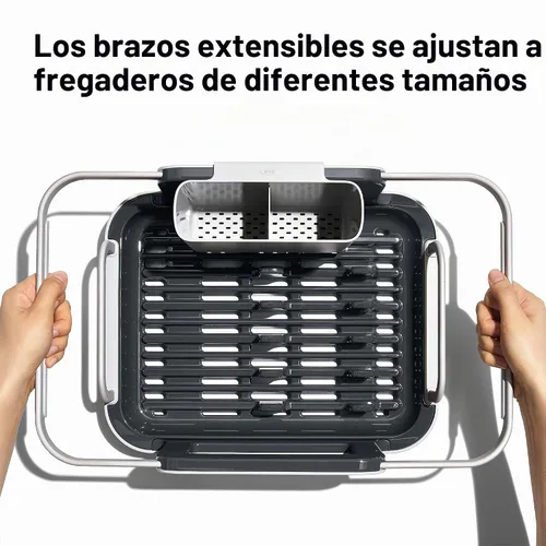 Vista 2 de OXO Good Grips Escurridor de Platos Extensible de Aluminio Sobre el Fregadero para Secar