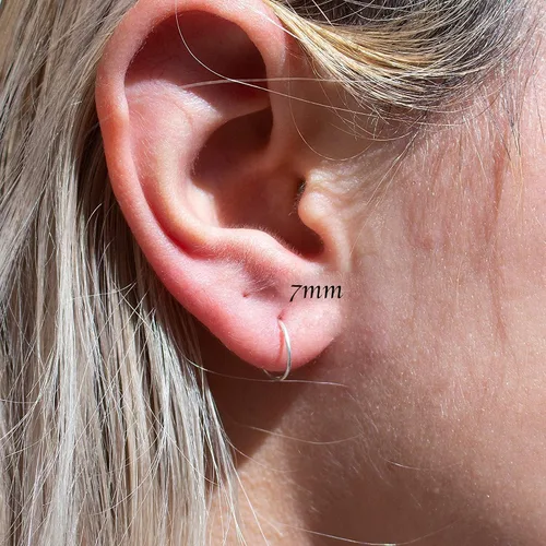 Vista 51 de Aretes de plata de ley abiertos para cartílago, tragus, delgados, calibre 22