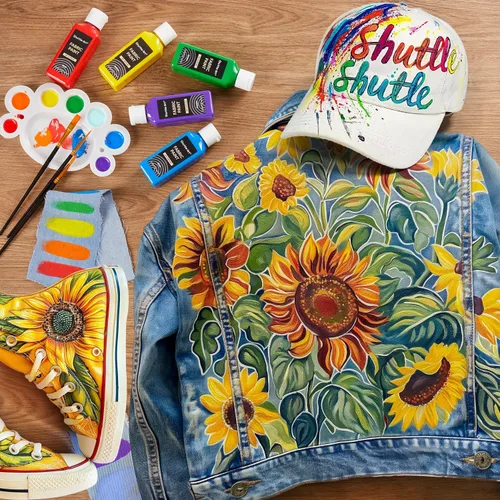Vista 5 de Shuttle Art Pintura para tela, 18 colores de pintura para tela suave permanente en botellas (60ml/2oz) con pinceles, paleta, plantillas, pintura