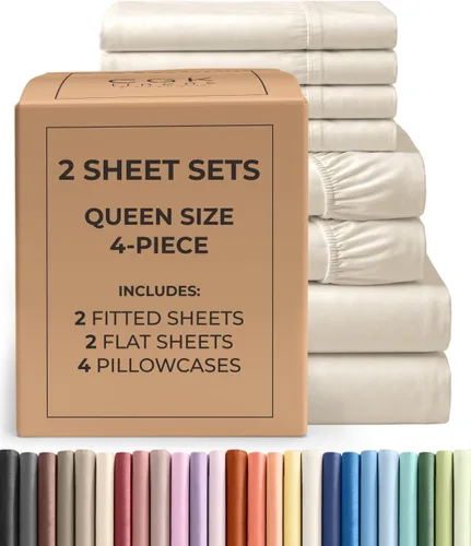 Vista 339 de Pack of 2, Twin Size 3 Piece Sheet Set - Breathable & Cooling - White