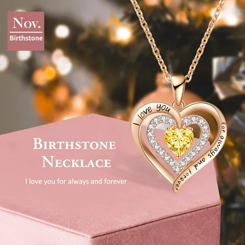 Vista 3 de Birthstone Jewelry Necklace for Women on Birthday Anniversary Presents for Wife Women Necklaces for Valentine's Day, Christmas, Mother's Day