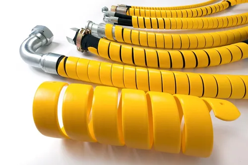 Vista 6 de Caplugs Serie SPPC - Safeplast Safe-Spiral - Envoltura en espiral precortada, protector de manguera y cable, HD-PE amarillo, diámetro exterior