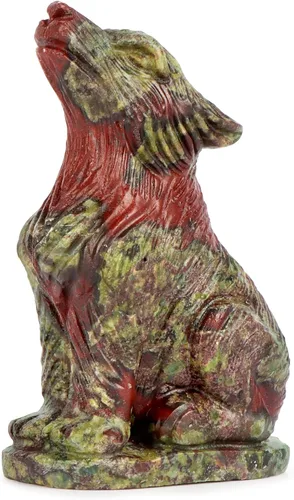 Vista 8 de Estatua de lobo de cristal de amatista de 2 pulgadas, estatua de lobo tallado, escultura de lobo tallado, decoración de regalos