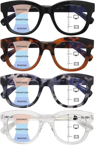 Vista 10 de Lentes de lectura progresivas con multienfoque estilo Oprah para mujeres, lectores de computadora con bloqueo de luz azul y bisagra de resorte