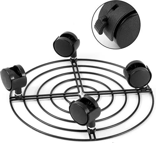 Vista 3 de ZOENHOU 4 unidades de 10.6 pulgadas de metal para plantas con ruedas, base redonda de metal rodante para interiores, exteriores, patio, hogar