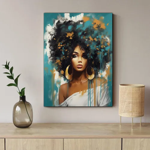 Vista 294 de Arte de pared afroamericano, decoración de rey y reina bailarín negro para sala de estar, arte de pareja de amor negro para dormitorio, lienzo