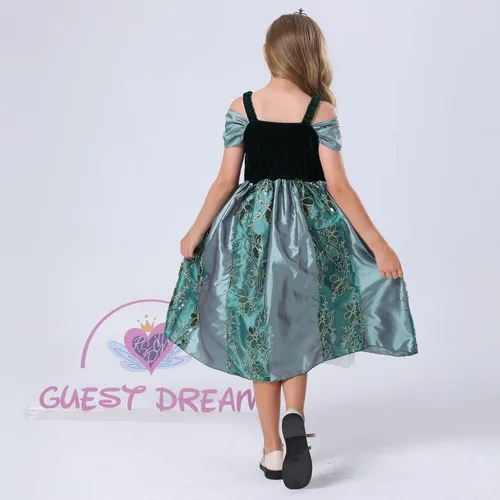 Vista 3 de guest dream Disfraz de princesa para niñas disfraz de princesa con accesorios para fiesta Halloween Navidad cosplay