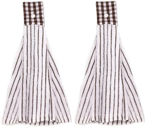Vista 10 de 2 toallas de algodón de cocina clásica/toalla absorbente/toallas colgantes/toalla de mano, rayas azules