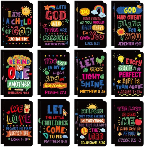 Vista 10 de 24 blocs de notas con versículos de la Biblia, mini cuadernos religiosos de bolsillo, motivacionales, cristianos, pequeños blocs de notas