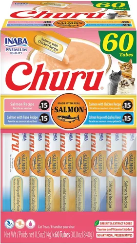 Vista 16 de INABA - Golosinas Churu para gatos, puré cremoso para gatos, sin cereales, que se puede lamer y exprimir / suplemento con vitamina E y taurina, 0.5