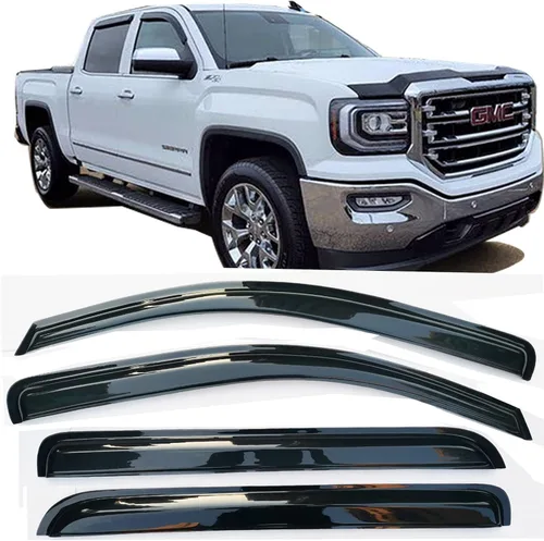 Vista 16 de Viseras laterales para ventana lateral, protectores de lluvia, deflectores de ventilación para Ford F150 Crew Cab 2015-2025, F250 F350 SuperDuty