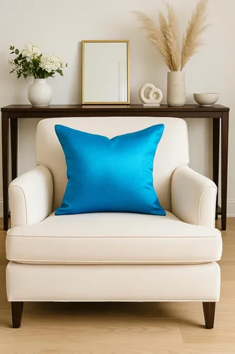 Vista 46 de Juego de 2 fundas de almohada decorativas para sofá, color azul aguamarina, almohada de granja de 12 x 12 pulgadas, fundas de almohada de seda