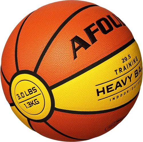 Vista 2 de Quality Faux Leather Heavy Training Basketball 29.5/28.5" Size 7/6 Color de moda amarillo naranja