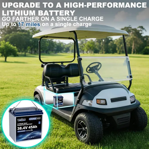 Vista 4 de WEIZE Batería LiFePO4 para carrito de golf Bluetooth 36V 45AH GC2, celdas de grado A, BMS de 100 A, batería de litio de ciclo profundo de protección
