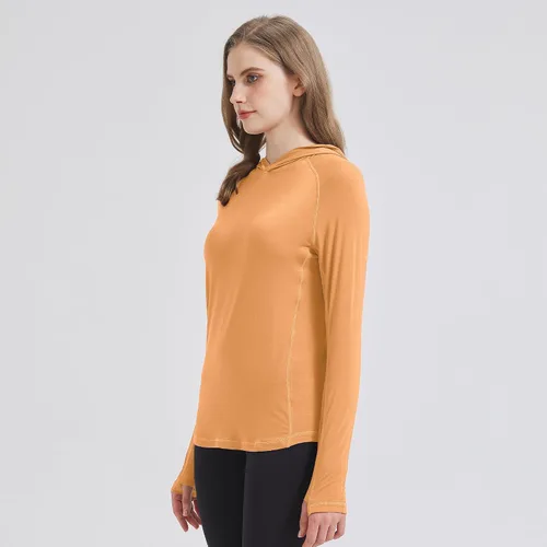 Vista 3 de netdraw Sudadera de manga larga con capucha de viscosa de bambú ultrasuave UPF 50+ para mujer