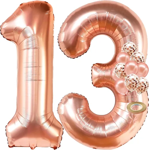 Vista 11 de KatchOn, Globo gigante de oro rosa del número 10 – 40 pulgadas Globo de oro rosa 10 con globos de confeti Decoraciones de 10 cumpleaños de oro