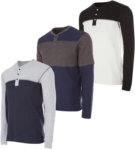 Vista 11 de DARESAY Paquete de 3: camiseta térmica de manga larga para hombre, camisetas de manga larga Henley & Crew para hombre, camisetas de manga larga
