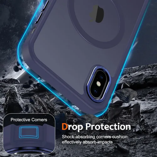 Vista 1301 de Anuck - Funda magnética para iPhone 11 compatible con MagSafe, carcasa trasera mate translúcida dura, borde de TPU, delgada, resistente a impactos
