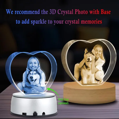 Vista 2 de Regalos conmemorativos personalizados para mascotas, marco de fotos de cristal 3D de perros o gatos, marco de fotos grabado con láser personalizado