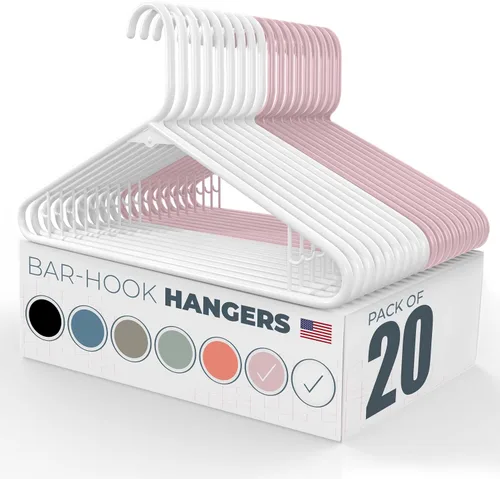 Vista 10 de Perchas de plástico de 15 unidades – Hechas en EE.UU. – Capacidad de 2.7 kg, perchas estándar de ropa con ganchos de correa para vestidos, lencería