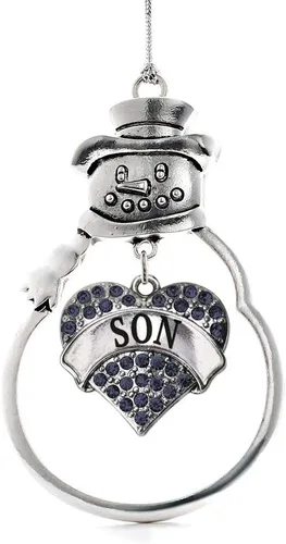 Vista 16 de Inspired Silver - Fuerza Aérea - Adorno de Navidad plateado - Adorno de árbol de Navidad con colgante de corazón azul con circonita cúbica
