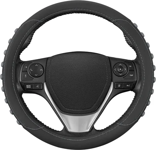 Vista 31 de Motor Trend GripDrive - Funda de cuero negro sintético para volante de automóvil, camión, camioneta, SUV, tamaño pequeño de 14 pulgadas, funda