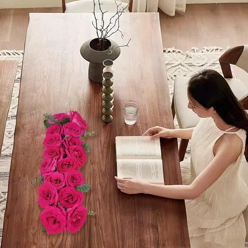 Vista 6 de Florero de acrílico rectangular y función de temporizador, luces LED, centro de mesa floral de 15.7 pulgadas para mesa de comedor, jarrón decorativo