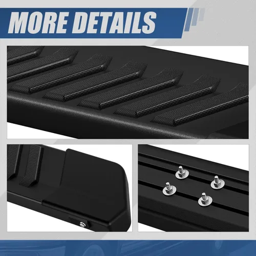 Vista 9 de Auto Dynasty - Estribos de 6 pulgadas compatibles con Ford F-150 F-250 F-350 SuperCrew Cab 2015-2024, pasos laterales negros con revestimiento