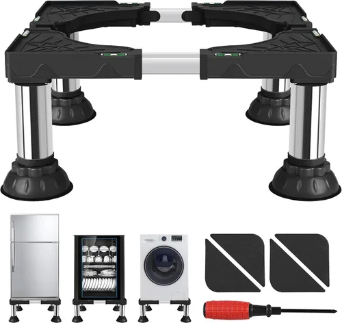 Vista 9 de ToLanbbt Soporte para Mini Nevera de Altura Ajustable 4.1"-5.1" Base de Soporte para Lavadora y Secadora con 4 Pies Resistentes Soporte para Máquina