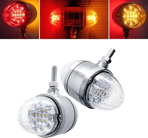 Vista 2 de 2 luces LED de doble función sandía de doble cara, lente transparente LED rojo ámbar con reflector, 3.5 pulgadas de doble cara redonda LED