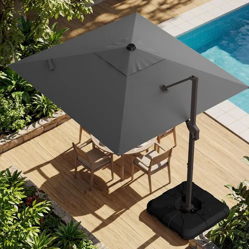 Vista 54 de Sombrilla voladiza para patio, 9 x 12 pies, sombrilla giratoria Beige