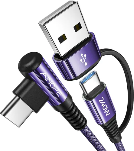 Vista 9 de AINOPE Cable USB C Largo de 100W Multi 4 en 1 Cable de Carga Cargador Tipo C de Carga Rápida USB a USB C, Ángulo Recto Compatible con iPhone 16 15