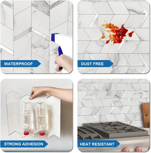 Vista 6 de MOFIT Protector contra salpicaduras despegar y pegar para cocina, panel de pared 3D azulejo despegar y pegar autoadhesivo protector contra