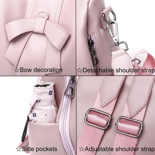 Vista 7 de XingChen Mochilas y monederos para mujer, de piel sintética, antirrobo, a la moda, casual, ligero, de viaje, bolso de hombro, Negro -, Viajar