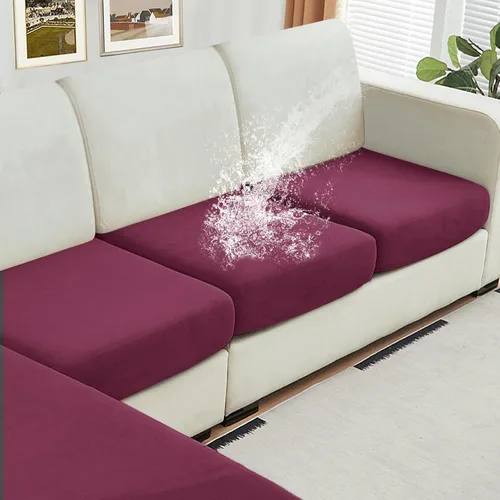Vista 55 de NAISI Fundas de cojín impermeables de tela de terciopelo grueso lavable, 1 pieza, fundas individuales para sofá modular con parte inferior elástica