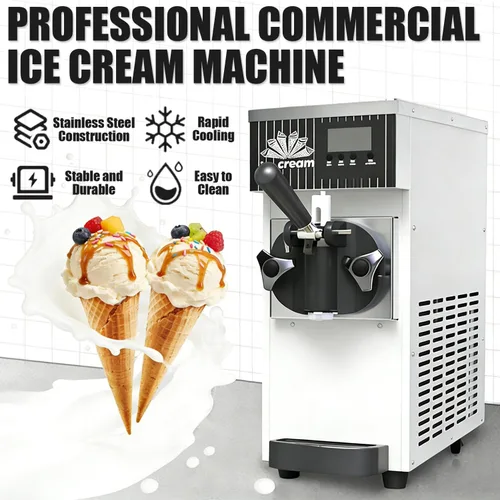 Vista 2 de Ice Cream Machine, Soft Serve Machine, Maquina De Helados, with LCD Control Panel and 3 Ice Cream Molds, 2.5l + 1l Capacity, 4-5kg/H, Adjustable